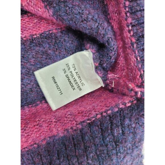 Love Ellie Womens XL‎ Sweater Acrylic Purple Pink Striped V Neck Cozy Knit Soft - Picture 5 of 5